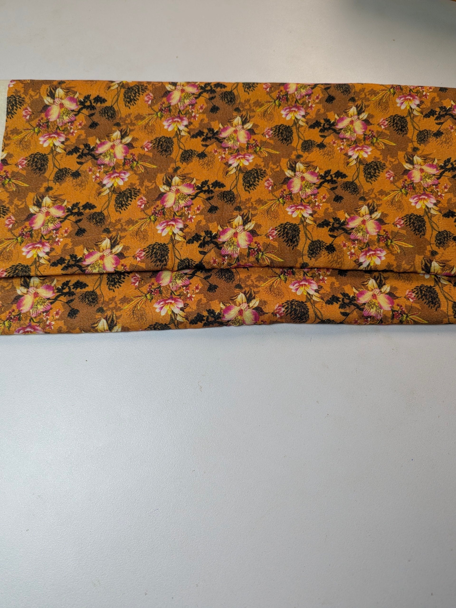 Floral-patterned fabric on a white background