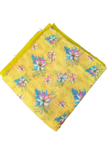 Linen Mustard Yellow. Print 2p suit - pc-6108