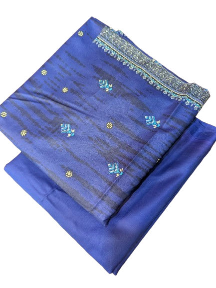 Linen (Ice Blue) Print 2p suit - pc-6303